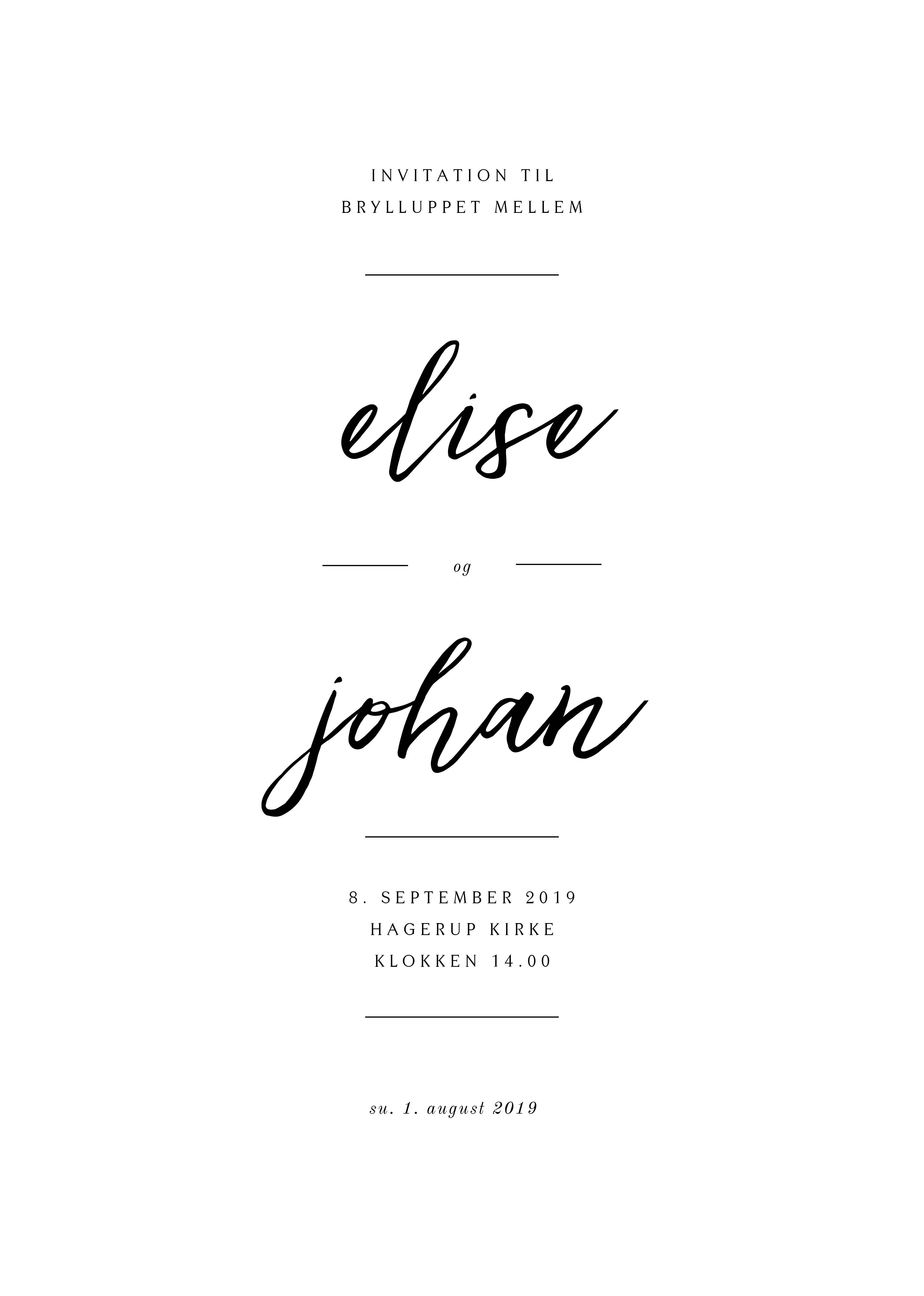 Invitationer - Elise & Johan